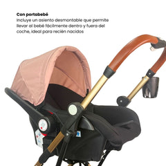 Coche Moisés Con Porta Bebé Small Maxibaby Rosa Pink