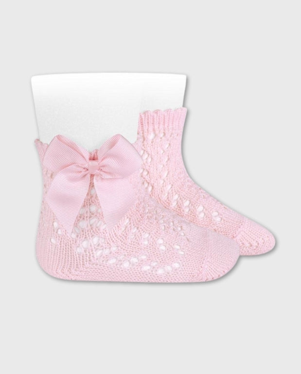 Medias Tobillera Canaladas Lazo Rosa Condor