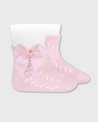 Medias Tobillera Canaladas Lazo Rosa Condor