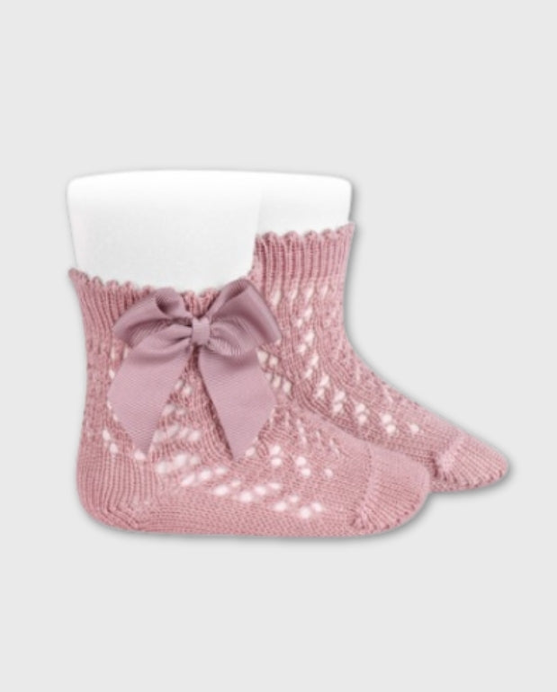 Medias Tobillera Canaladas Lazo Nude Condor