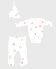 Conjunto 3 Piezas Body Estampado Corazones Rosa