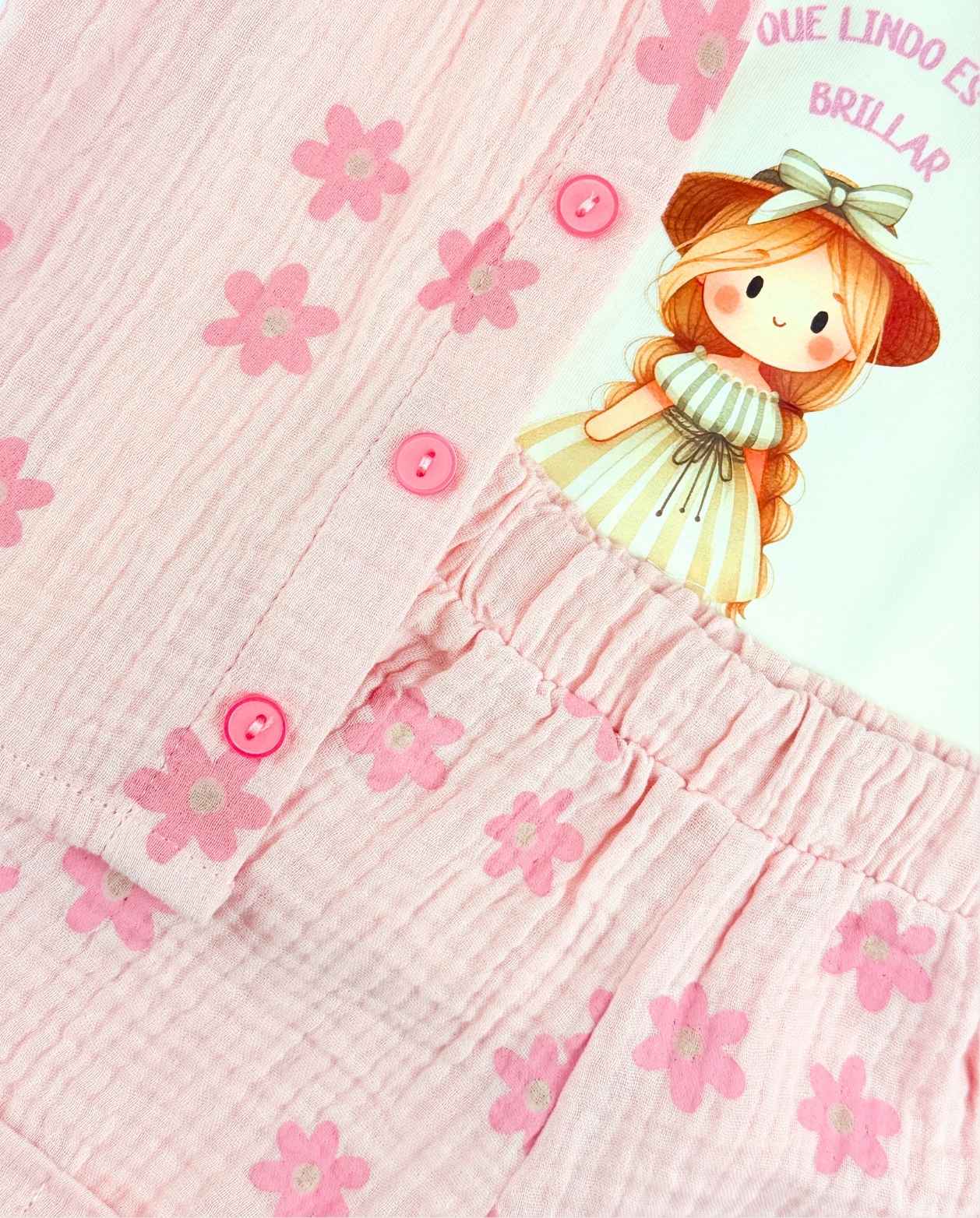 Conjunto 3 Piezas Short Margaritas Rosa pink