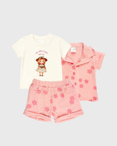 Conjunto 3 Piezas Short Margaritas Rosa