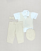 Conjunto Bautizo Chaleco Rayas Beige