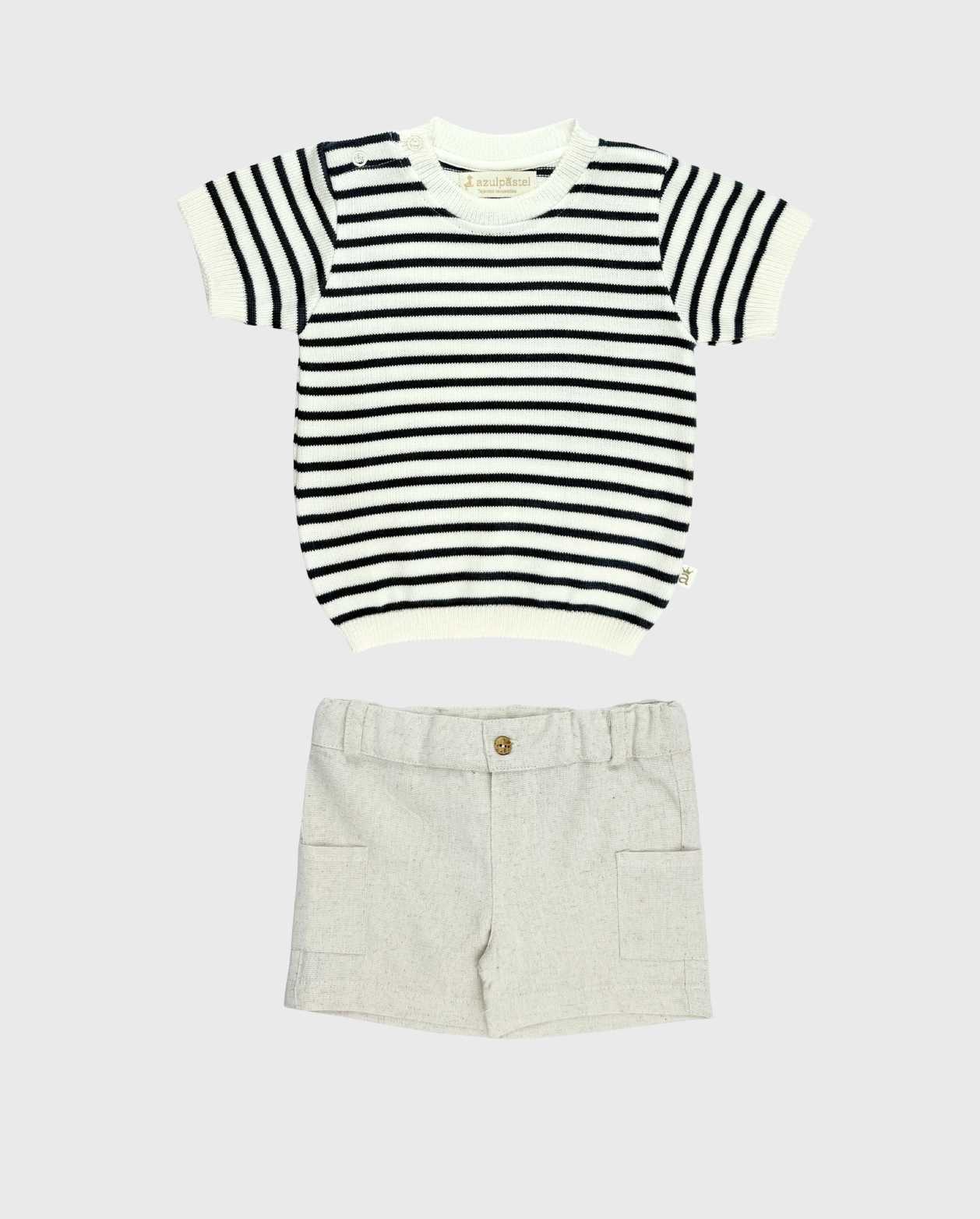 Conjunto Bermuda Buso Tricot Rayas