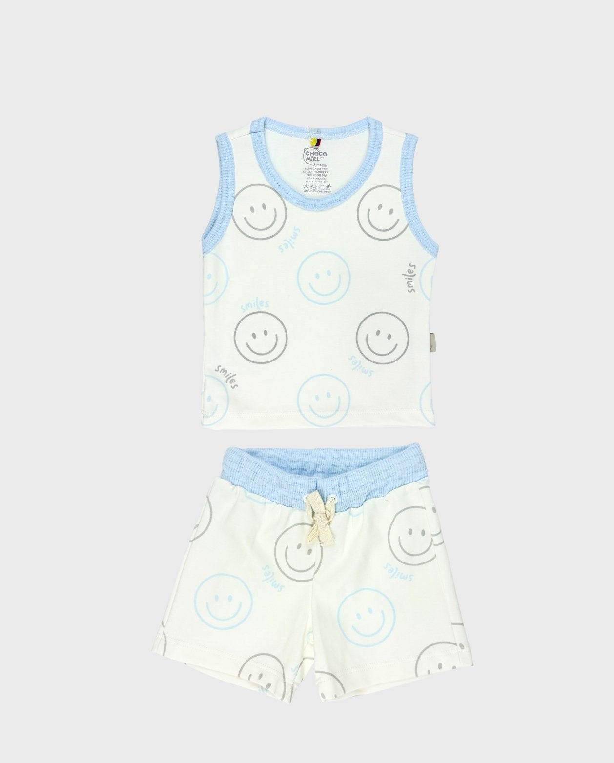 Conjunto Bermuda Cara Feliz Azul