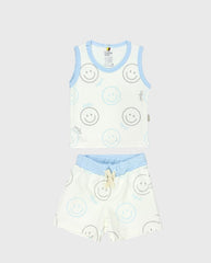 Conjunto Bermuda Cara Feliz Azul