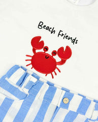 Conjunto Bermuda Rayas Cangrejo Detalles