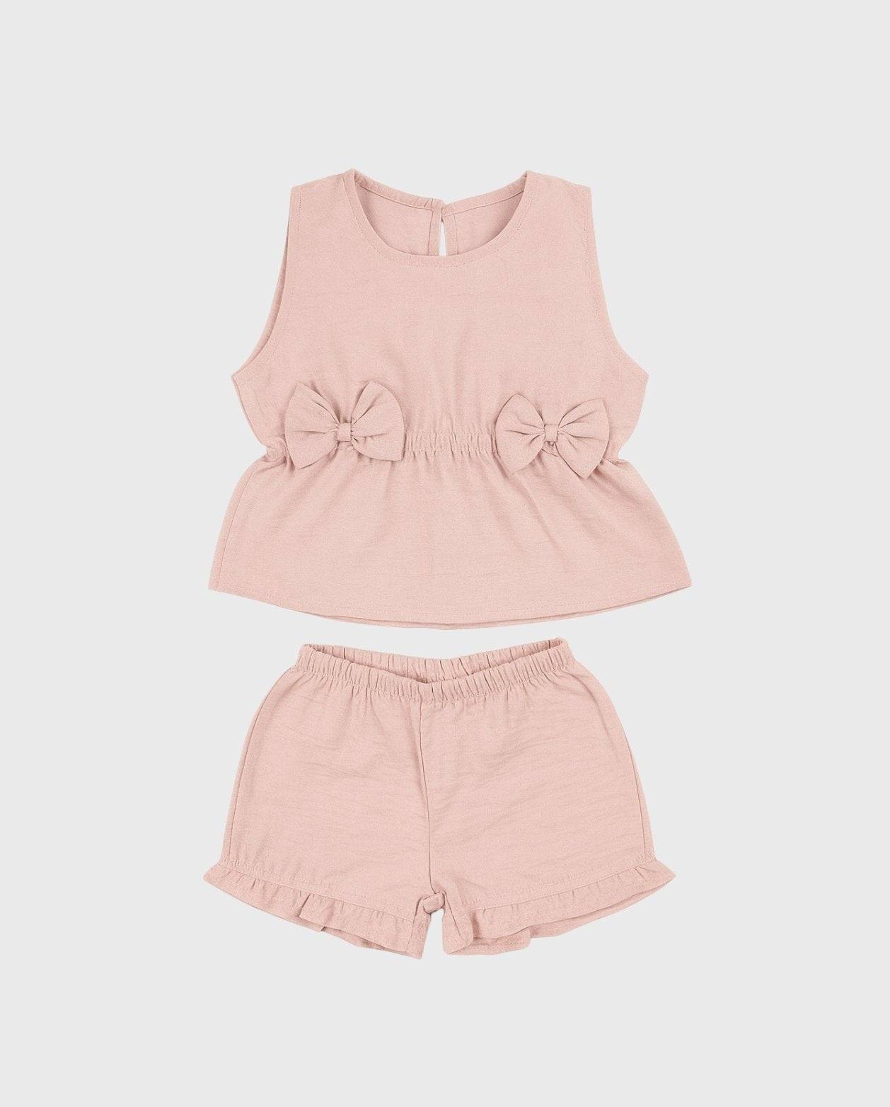 Conjunto Blusón Con Moño y Short Rosa