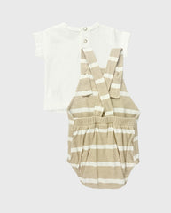 Conjunto Body Bebé Oso Tejido Rayas Detalles