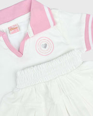 Conjunto Falda Prensada Con Blusa De Cuello Diseño