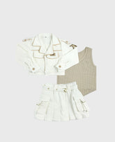 Conjunto Infantil 3 Piezas Falda Prenses Blanco