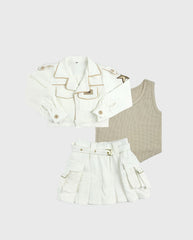 Conjunto Infantil 3 Piezas Falda Prenses Blanco