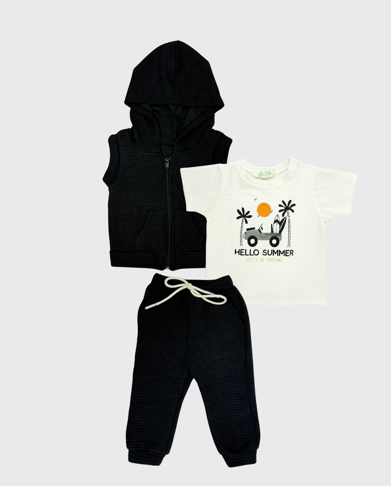 Conjunto Infantil 3 Piezas Palmeras Negro