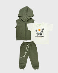 Conjunto Infantil 3 Piezas Palmeras Verde