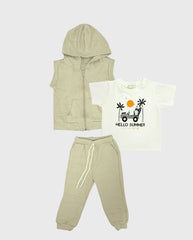 Conjunto Infantil 3 Piezas Palmeras Beige