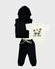 Conjunto Infantil 3 Piezas Palmeras Negro