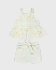 Conjunto Short y Blusa De Ojalillo Blanco