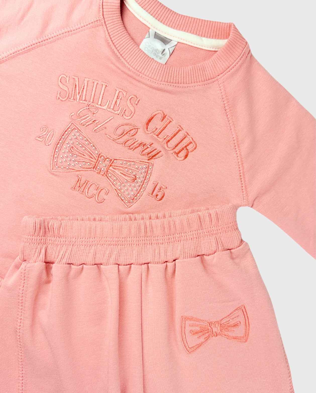 Conjunto Sudadera Deportivo Con Moño Rosa Pink