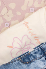 Conjunto 3 Piezas Animal Print Rosa detalle