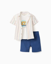 Conjunto 3 Piezas Bermuda Rayas Beige Zippy
