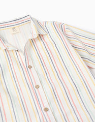 Conjunto 3 Piezas Bermuda Rayas Niño Beige Zippy botones