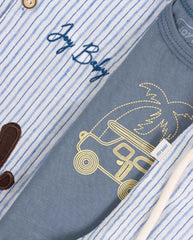 Conjunto 3 Piezas Bermuda Rayas Palmera Detalles