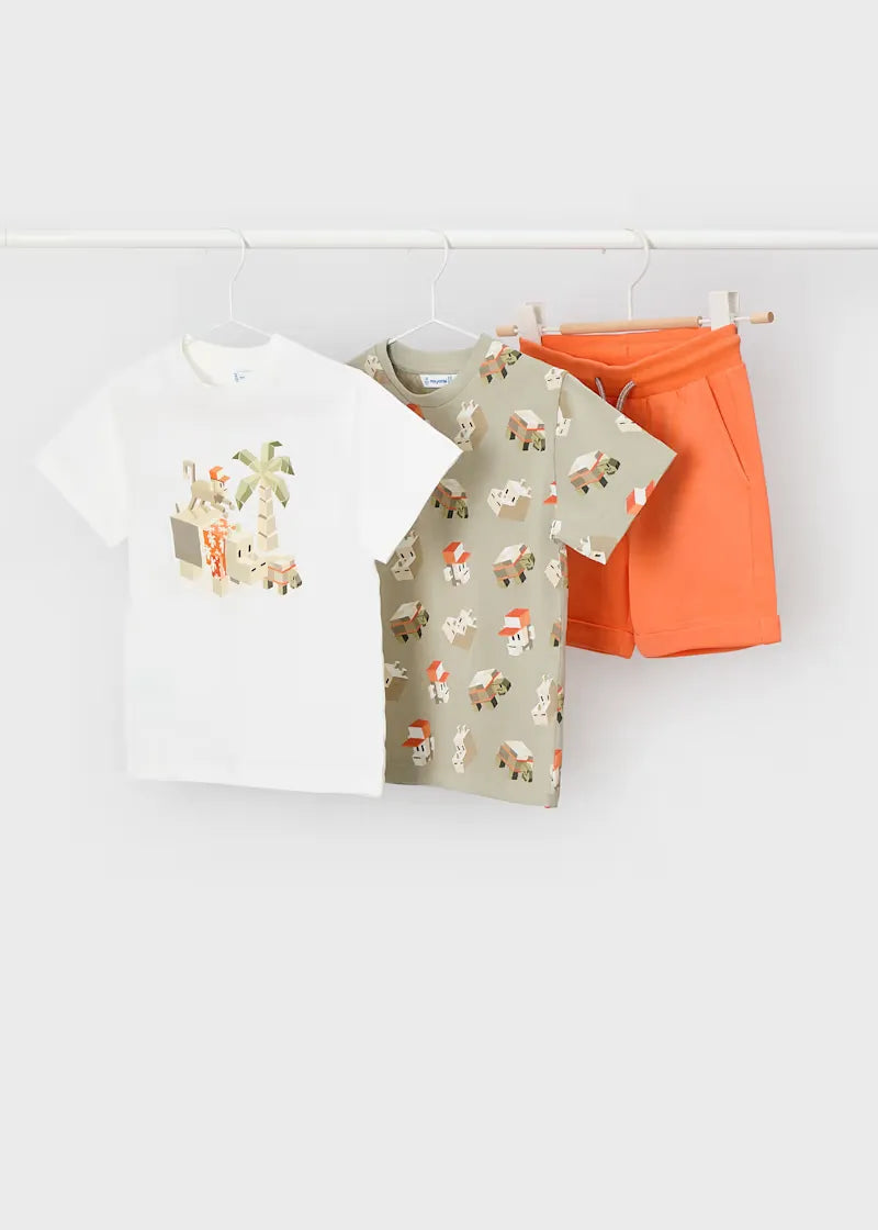 Conjunto 3 Piezas Camiseta Mono Naranja Mayoral