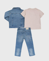 Conjunto 3 Piezas Chaqueta Denim Animales Travesuras