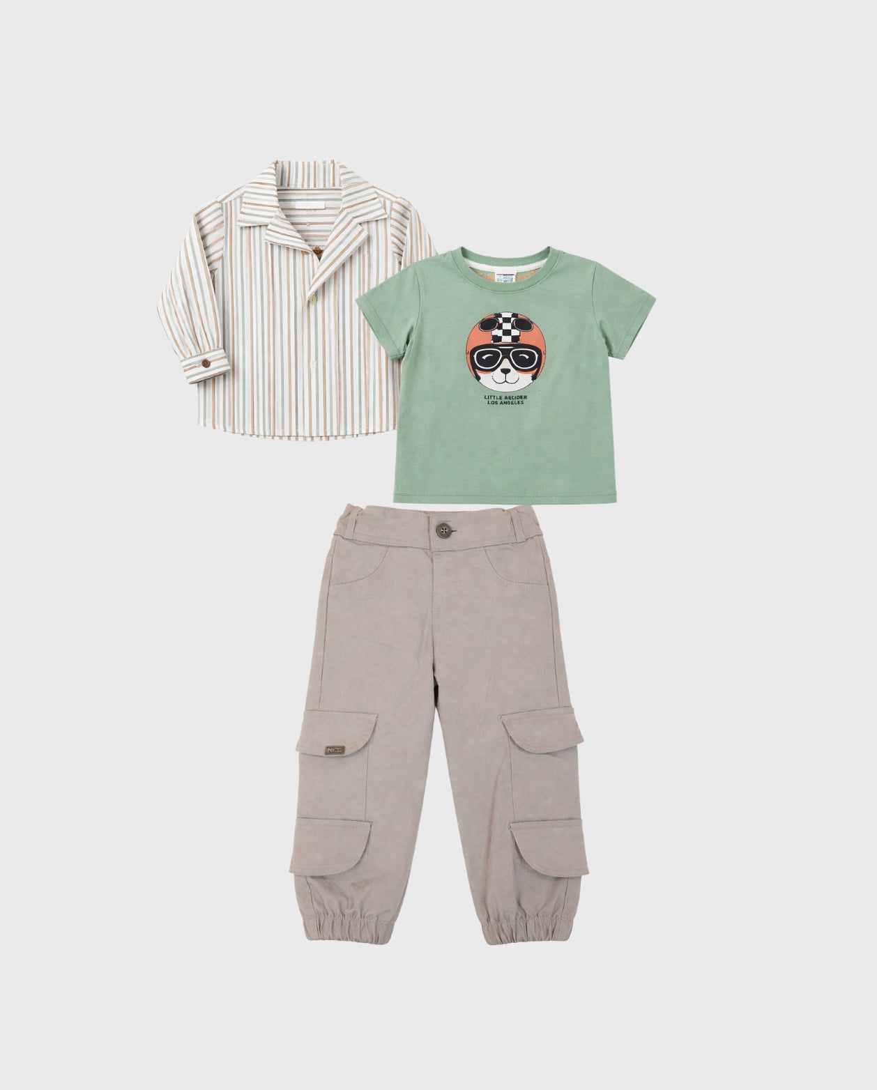 Conjunto 3 Piezas Con Pantalón De Raya verde