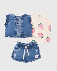 Conjunto 3 Piezas Denim Fresas