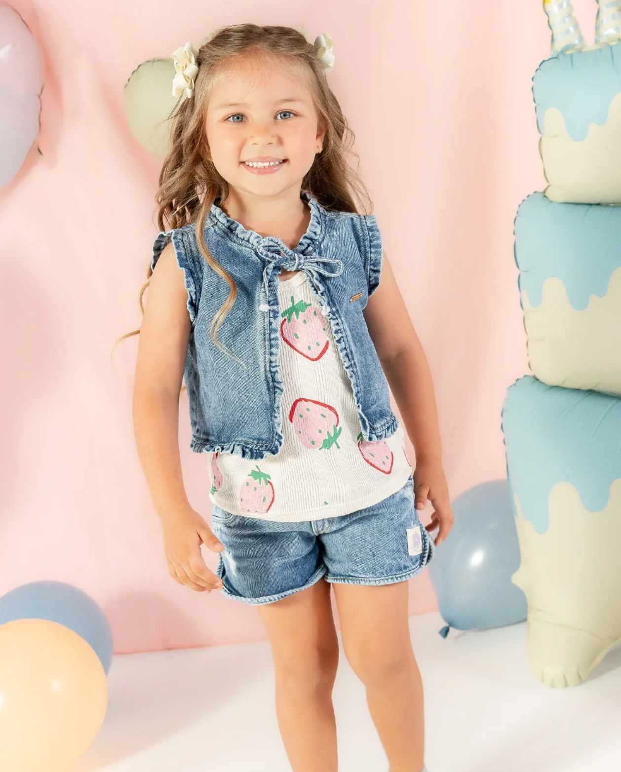 Conjunto 3 Piezas Denim Fresas Modelo