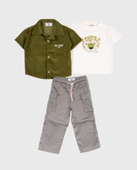 Conjunto 3 Piezas Pantalon Leopardo Verde