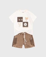 Conjunto Bermuda Estampado Palmeras Verano