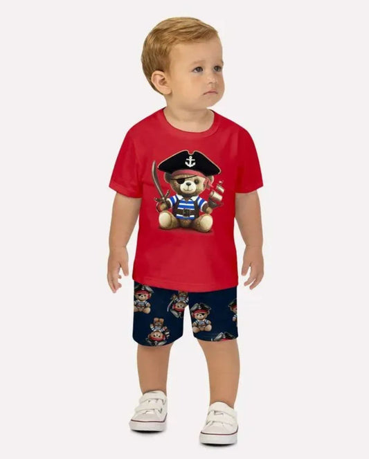 Conjunto Bermuda Osos Pirata Rojo Kyly