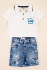 Conjunto Bermuda y Polo Street blanco