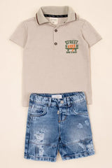 Conjunto Bermuda y Polo Street gris