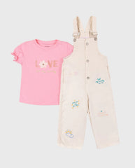 Conjunto Braga Bordado Love Rosa