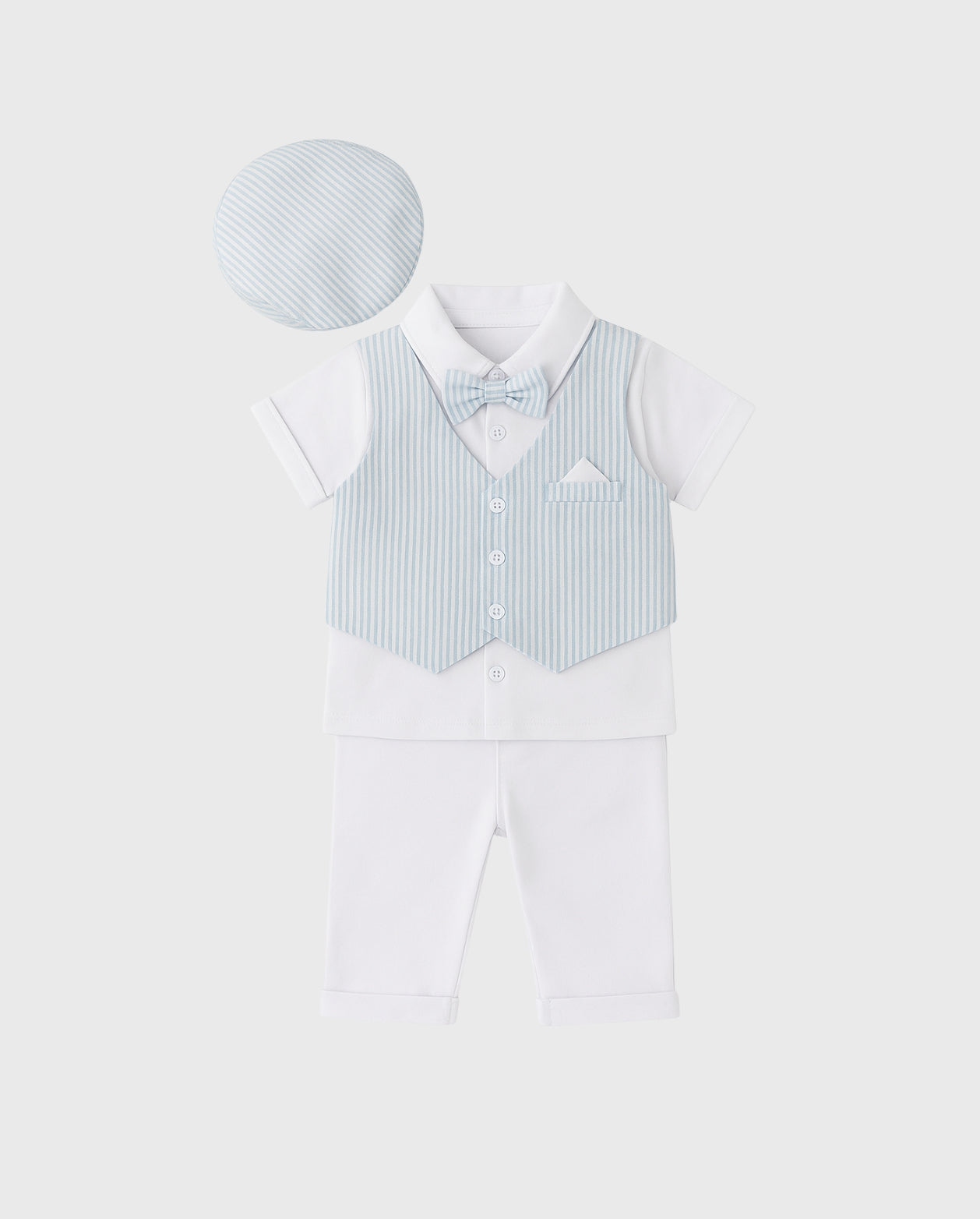 Conjunto Ceremonia Chaleco Rayas Azul