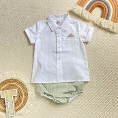 Conjunto Cubre Pañal Rayas Verde