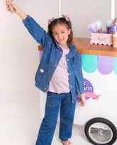 Conjunto Denim Estampado Corazones