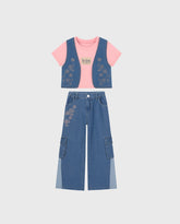 Conjunto Denim Pantalón y Chaleco Bordado