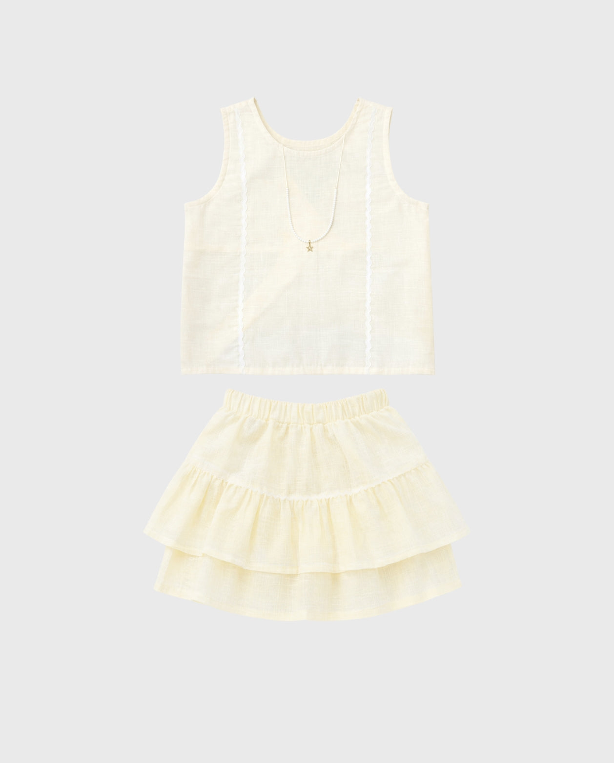 Conjunto Falda Boleros Con Collar amarillo