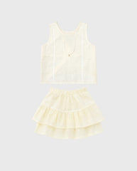 Conjunto Falda Boleros Con Collar amarillo