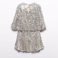 Conjunto Falda Lentejuelas Plateado Abel & Lula espalda