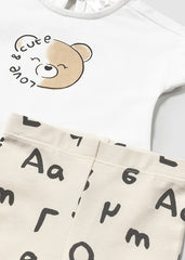 Conjunto Leggings Letras Beige Mayoral detalle