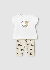 Conjunto Leggings Letras Beige Mayoral
