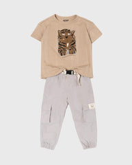 Conjunto Pantalón Cargo Tigre Cafe