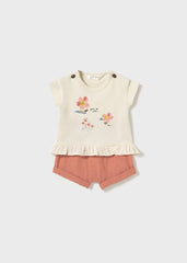 Conjunto Shorts Flores Salmon Mayoral beige