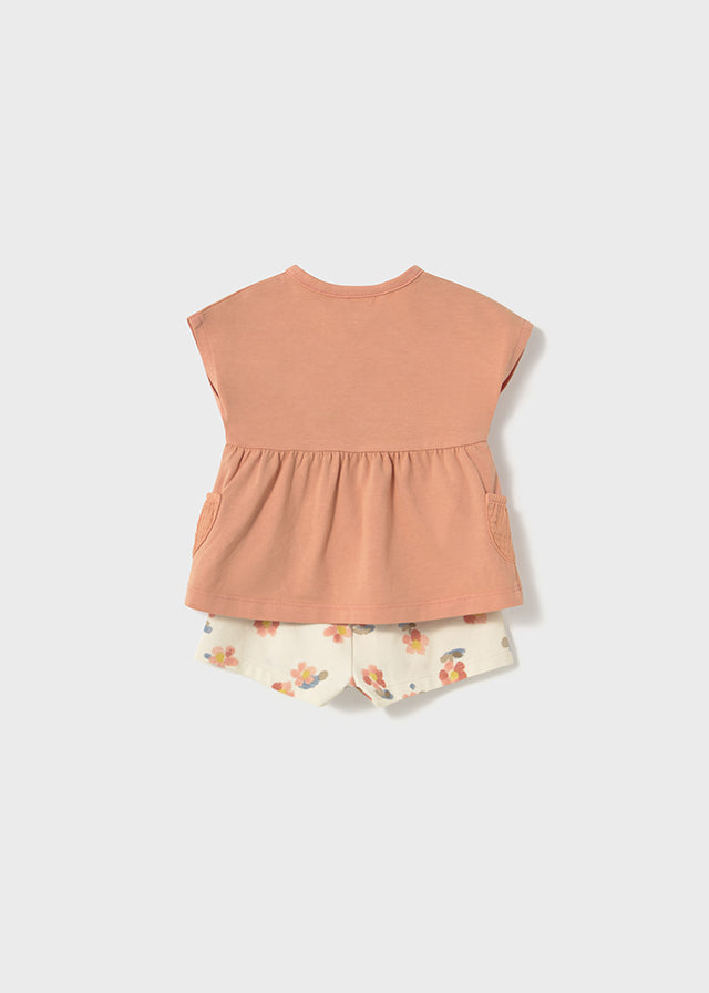 Conjunto Shorts Flores Salmon Mayoral diseño